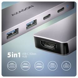 AXAGON HMC-5H60 USB Hub 5 portů USB 3.2 (Gen 1x1) , HDMI™ USB 3.2 Gen1, HDMI 2.0 5 GBit/s šedá HMC-5H60