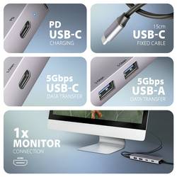 AXAGON HMC-5H60 USB Hub 5 portů USB 3.2 (Gen 1x1) , HDMI™ USB 3.2 Gen1, HDMI 2.0 5 GBit/s šedá HMC-5H60