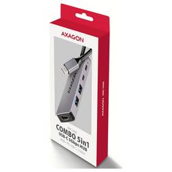 AXAGON HMC-5H60 USB Hub 5 portů USB 3.2 (Gen 1x1) , HDMI™ USB 3.2 Gen1, HDMI 2.0 5 GBit/s šedá HMC-5H60