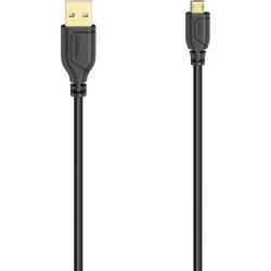 Hama USB kabel USB 2.0 USB-A zástrčka, USB Micro-B zástrčka 0.75 m černá extrémně tenký 00200610