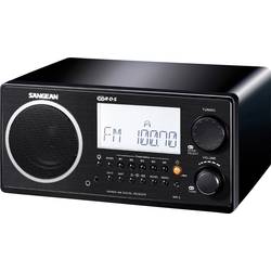 Sangean WR-2 WR-2 stolní rádio, FM, AM, AUX, bezdrátový příjem, FM, SV, Dřevěný kryt, funkce alarmu, vč. dálkového ovládání, černá