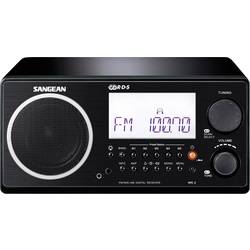 Sangean WR-2 WR-2 stolní rádio, FM, AM, AUX, bezdrátový příjem, FM, SV, Dřevěný kryt, funkce alarmu, vč. dálkového ovládání, černá