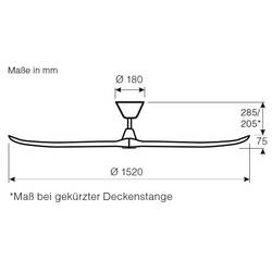 CasaFan ECO GENUINO 152 BN-MS stropní ventilátor 16.6 W (Ø x v) 1520 mm x 285 mm chrom s dálkovým ovládáním, vhodný i pro zimní provoz