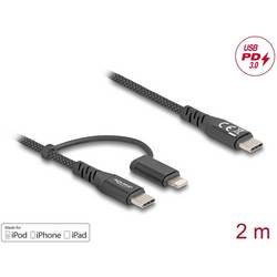 Delock Kabel USB-C USB-C ® zástrčka, USB-C ® zástrčka, Apple Lightning konektor 2.00 m černá 81171