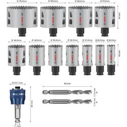 Bosch Accessories 2608594425 2608594425 sada děrovacích pil 20 mm, 22 mm, 25 mm, 32 mm, 35 mm, 40 mm, 44 mm, 51 mm, 60 mm, 64 mm, 76 mm 1 ks