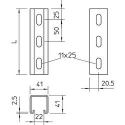 OBO Bettermann 1122501 Profilová lišta (d x š x v) 400 x 41 x 41 mm 1 ks kov