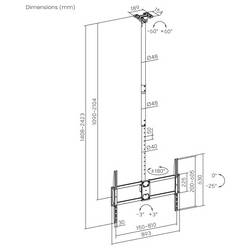 Reflecta PALLAS 100-8060T TV stropní držák 127,0 cm (50) - 254,0 cm (100) naklápěcí, nakláněcí, nastavitelná výška