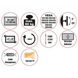 Reflecta PALLAS 100-8060T TV stropní držák 127,0 cm (50) - 254,0 cm (100) naklápěcí, nakláněcí, nastavitelná výška