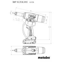 Metabo NMP 18 LTX BL M10 601788800 Akumulátorová nýtovací pistole 18 V 4 Ah Li-Ion vč. nabíječky, vč. 2x aku
