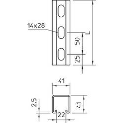 OBO Bettermann 1122525 Montážní lišta (d x š x v) 400 x 41 x 41 mm 1 ks kov