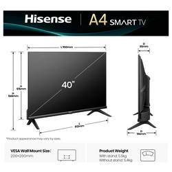 Hisense 40A4Q QLED TV, 100 cm 40 palec, F (A - G), DVB-T2, DVB-C, DVB-S2, Full HD, Smart TV, WLAN, černá