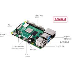 Raspberry Pi® Desktop Kit Raspberry Pi® 4 B , 4 x1.5 GHz, vč. klávesnice, vč. myši, vč. Noobs OS, vč. napájecího zdroje, vč. pouzdra, vč. HDMI™ kabelu,