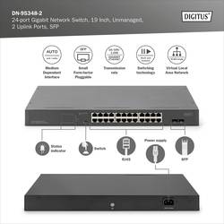 Digitus DN-95348-2 DN-95348-2 19 síťový switch 24 + 2 porty 10 / 100 / 1000 MBit/s funkce PoE