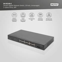 Digitus DN-95348-2 DN-95348-2 19 síťový switch 24 + 2 porty 10 / 100 / 1000 MBit/s funkce PoE