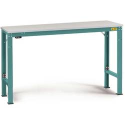 Manuflex LU7143.5021 ESD ESD-Arbeitstisch UNIVERSAL Spezial Grundtisch mit Kautschukplatte, BxTxH = 2500 x 800 x 722-1022 mm vodní modrá