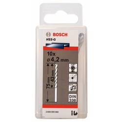 Bosch Accessories 2608595060 PRO Metal HSS kovový spirálový vrták 4.2 mm Celková délka 75 mm broušený DIN 338 válcová stopka 10 ks