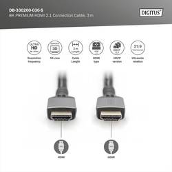 Digitus HDMI kabel Zástrčka HDMI-A 3 m černá DB-330200-030-S 8K UHD, hliníková zástrčka, Audio Return Channel, dvoužilový stíněný, třížilový stíněný, eARC,