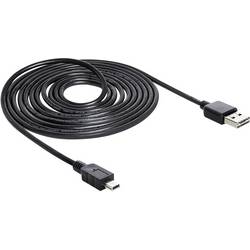 Delock USB kabel USB 2.0 USB-A zástrčka, USB Mini-B zástrčka 3.00 m černá oboustranně zapojitelná zástrčka, pozlacené kontakty, UL certifikace 83364