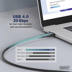 Digitus Kabel USB-C USB 4.0 USB-C ® zástrčka 2.00 m černá (matná) Vynikající odolnost proti stárnutí, flexibilní provedení, flexibilní vnitřní vodič, Dobrá