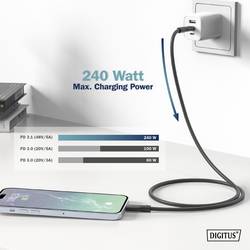 Digitus Kabel USB-C USB 4.0 USB-C ® zástrčka 2.00 m černá (matná) Vynikající odolnost proti stárnutí, flexibilní provedení, flexibilní vnitřní vodič, Dobrá
