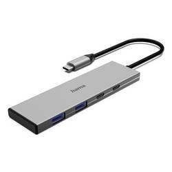 Hama 00200147 USB Hub 4 porty USB-C™ (USB 3.2 Gen 2), USB 3.2 (Gen 2) , USB-C® (s napájením) USB 3.2 Gen2 10 GBit/s šedá