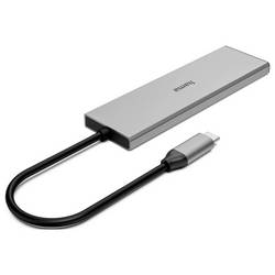 Hama 00200147 USB Hub 4 porty USB-C™ (USB 3.2 Gen 2), USB 3.2 (Gen 2) , USB-C® (s napájením) USB 3.2 Gen2 10 GBit/s šedá