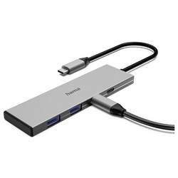 Hama 00200147 USB Hub 4 porty USB-C™ (USB 3.2 Gen 2), USB 3.2 (Gen 2) , USB-C® (s napájením) USB 3.2 Gen2 10 GBit/s šedá