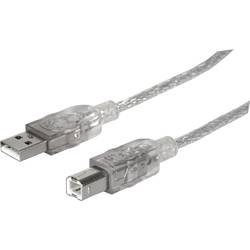 Manhattan USB kabel USB 2.0 USB-A zástrčka, USB-B zástrčka 3.00 m stříbrná 340458
