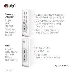 club3D USB-C® dokovací stanice 4K ChargingDock USB-C Vhodné pro značky (dokovací stanice pro notebook): Club 3D napájení USB-C®