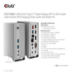 club3D USB-C® dokovací stanice 4K ChargingDock USB-C Vhodné pro značky (dokovací stanice pro notebook): Club 3D napájení USB-C®