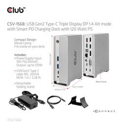 club3D USB-C® dokovací stanice 4K ChargingDock USB-C Vhodné pro značky (dokovací stanice pro notebook): Club 3D napájení USB-C®