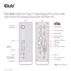 club3D USB-C® dokovací stanice 4K ChargingDock USB-C Vhodné pro značky (dokovací stanice pro notebook): Club 3D napájení USB-C®