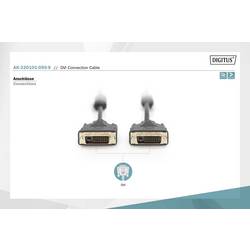 Digitus DVI kabel DVI-D 24+1pol. Zástrčka, DVI-D 24+1pol. Zástrčka 5.00 m černá AK-320101-050-S lze šroubovat, s feritovým jádrem DVI kabel