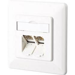 Metz Connect 1307381002-I síťová zásuvka pod omítku panel s čelní deskou a rámečkem CAT 6 2 porty čistě bílá