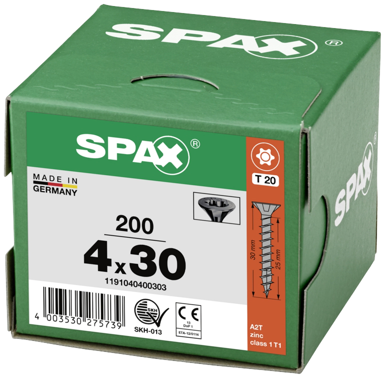 SPAX 1191040400303 šroub do dřeva 4 mm 30 mm T-STAR plus ocel Černý BLAX 200 ks