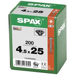 SPAX 1191040450253 šroub do dřeva 4.5 mm 25 mm T-STAR plus ocel Černý BLAX 200 ks