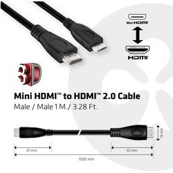 club3D HDMI kabel Zástrčka HDMI Mini-C, Zástrčka HDMI-A 1.00 m černá CAC-1350 4K UHD HDMI kabel