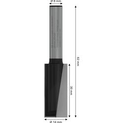 Bosch Accessories 2608629678 drážkovací fréza, tvrdokov, Délka 62 mm, Vnější Ø 14 mm, Pracovní délka 30 mm, Ø hřídele 8 mm