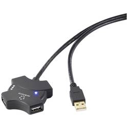 Renkforce RF-6270930 USB Hub 4 porty USB-A USB 2.0 480 MBit/s se zabudovaným repeaterem černá RF-6270930