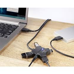 Renkforce RF-6270930 USB Hub 4 porty USB-A USB 2.0 480 MBit/s se zabudovaným repeaterem černá RF-6270930