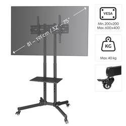 Hama 00220874 TV kolečkový vozík 81,3 cm (32) - 190,5 cm (75) nastavitelná výška