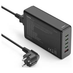 Hama USB nabíjecí hub, Rychlonabíječka, USB Power Delivery (USB-PD) , GaN, Qualcomm Quick Charge 3.0 , USB-C® zásuvka, USB-A zásuvka, 240 W, QC 2,0, Power