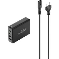 Hama USB nabíjecí hub, GaN, USB-C® zástrčka, 65.00 W, Dodávka energie, černá