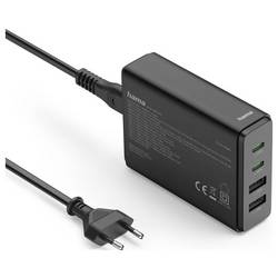 Hama USB nabíjecí hub, GaN, USB-C® zástrčka, 65.00 W, Dodávka energie, černá