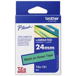 etikety Brother TZe, TZ TZe-751 PET Barva pásky: zelená Barva písma:černá 24 mm 8 m