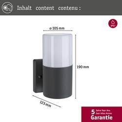 Paulmann Outd 230V Wandl Tubs grau 94649 venkovní stojací osvětlení E27 šedá