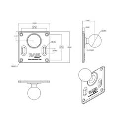 RAM Mount Befestigungs-Kit (d x š) 75 mm x 75 mm guma černá 1 ks