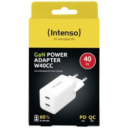Intenso W40CC GaN USB nabíječka, GaN, USB Power Delivery (USB-PD) , 2x USB-C®, 40 W, bílá