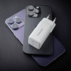 Intenso W40CC GaN USB nabíječka, GaN, USB Power Delivery (USB-PD) , 2x USB-C®, 40 W, bílá