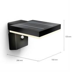 Philips LED Zonal 8720169265745 venkovní solární nástěnné osvětlení s PIR senzorem LED LED 1.3 W černá